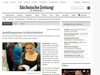 2016-09-03 Sächsische Zeitung, Ausbildungsmesse Radeburg